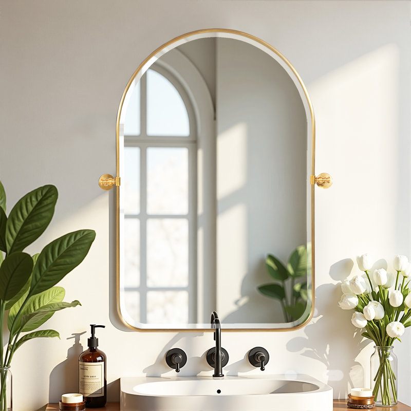 Norita Metal Arch Mirror, Gold, 32" x 23"
