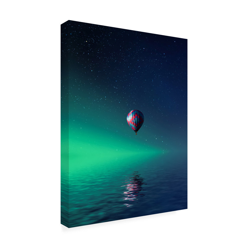 «Bess Hamiti balloon on Lake Batllava», art sur toile, H 18 po x l 24 po