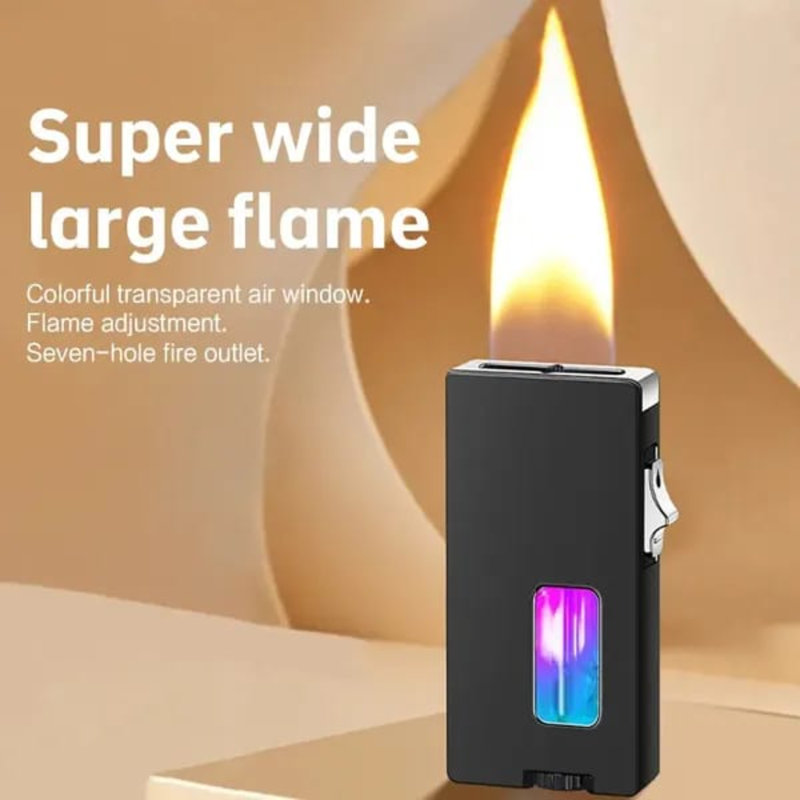 Premium Windproof Lighter – Father's Day Gift Blue Flame Butane Lighter with Fuel Gauge