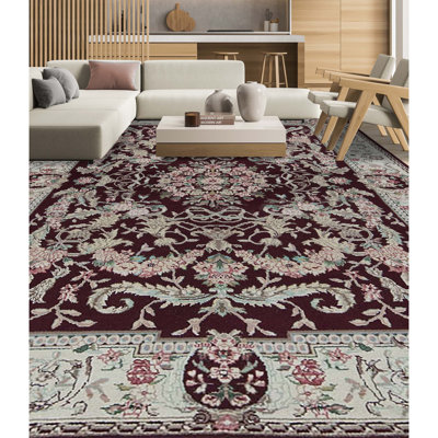 Tapis vin et crème noué à la main de haute qualité