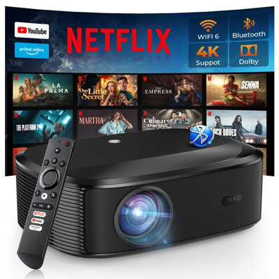 4K Projector With Wifi And Bluetooth, Outdoor Movie Projector With NETFLIX/Prime Video/Youtube Built-In, 100,000+ Apps Supported, Video Projector Comp -  BEACHWATER POOL & SPA, LLC, B0CFQRFRJL