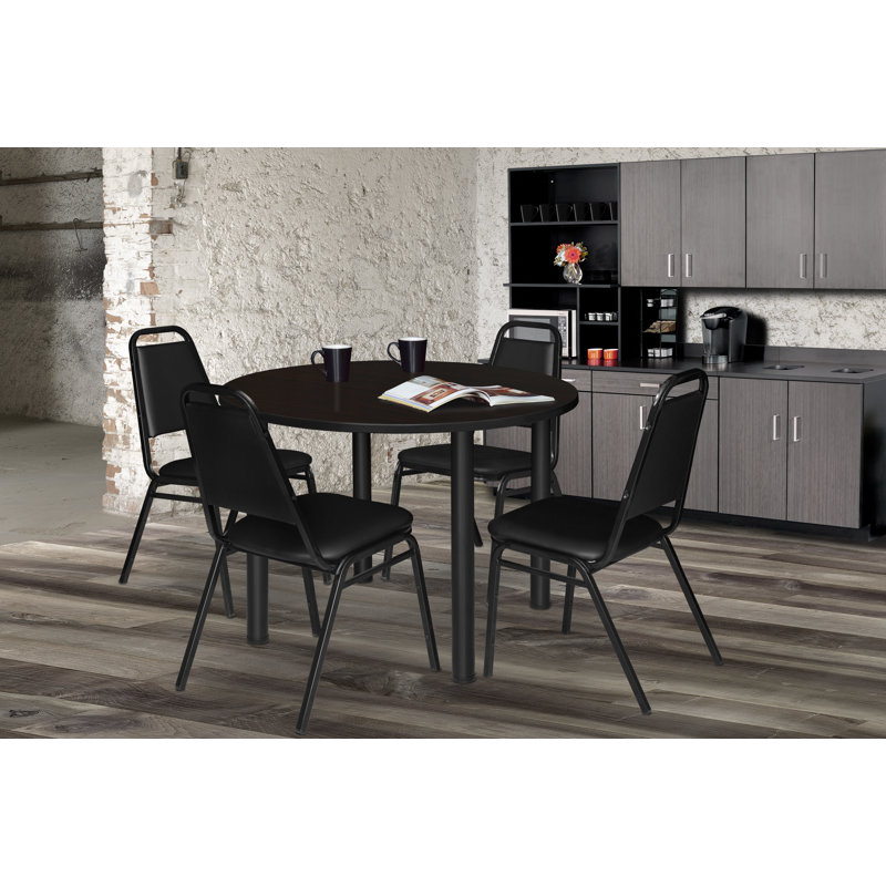 Plateau de table Kee, 4 chaises empilables, Noir, H 42 po x l 29 po x P 29 po, Cerisier