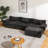 Boneless Modular Sectional Sofa Set – Chenille Deep Seat 3+1 Seater with 3 Cushions, Extra Large Comfortable Living Room Sofa for Bedroom or Apartment-570166787