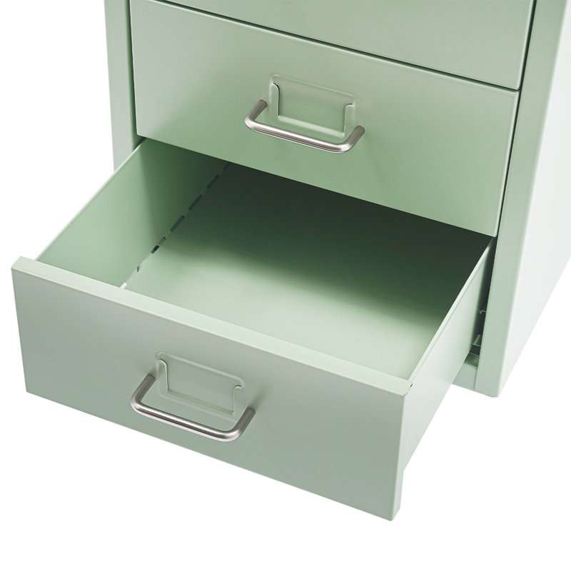11" 6 Layers Vertical File Cabinet Metal File Cabinet With Lock, Green