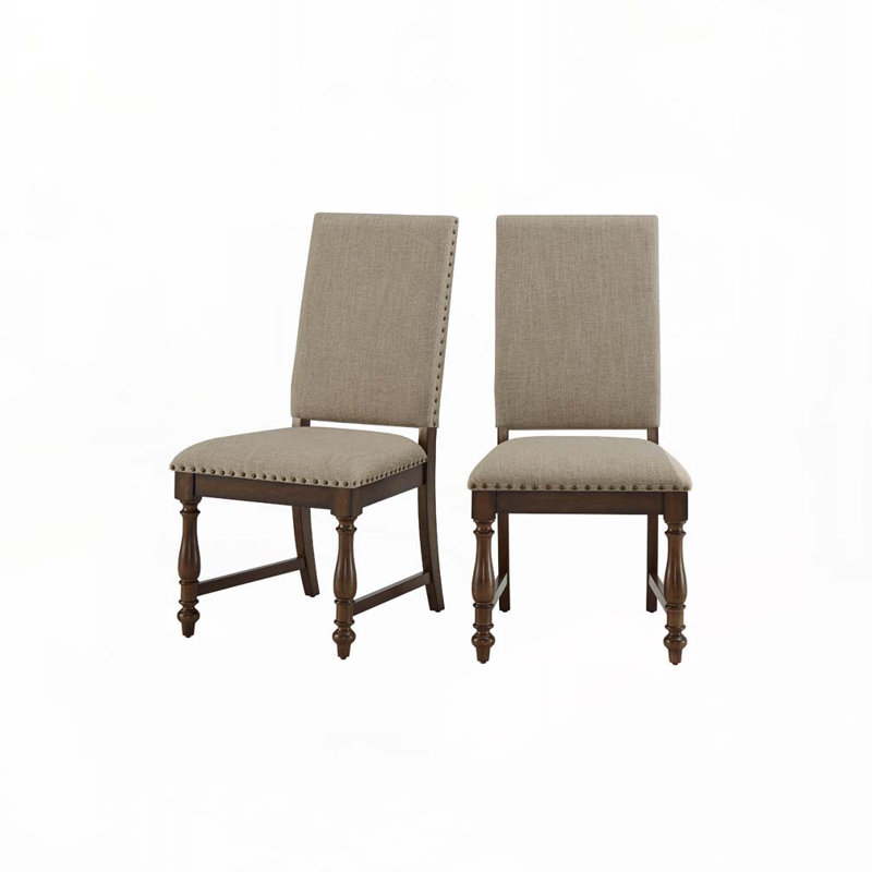 Ensemble de chaises de salle à manger rembourrées en tissu avec dossier rembourré, garniture cloutée