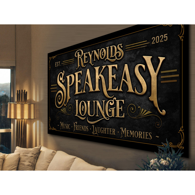 Nom de famille Speakeasy personnalisé sur métal, H 20 po x l 40 po x P 0,04 po, Oui