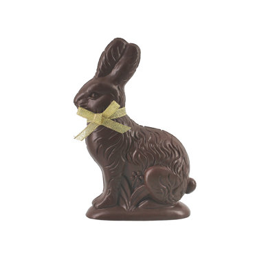 Dark Chocolate Resin Gold Ribbon Easter Bunny Figure