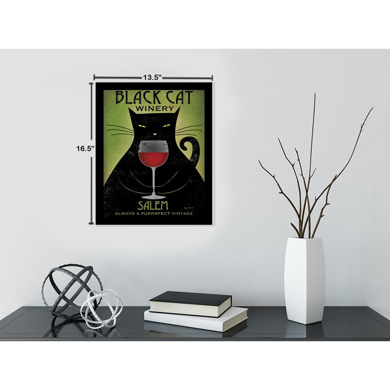 «Black Cat Winery Salem», affiche vintage encadrée, H 20 po x l 16 po, Aucun mat, Toile avec cadre