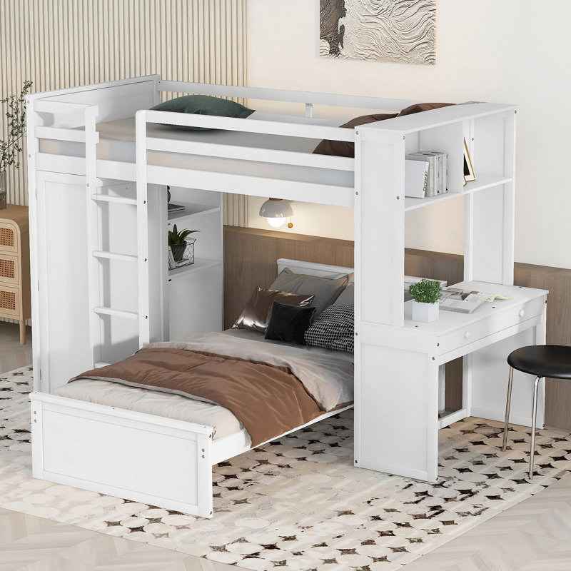 Lit mezzanine avec support Kelilah, Blanc