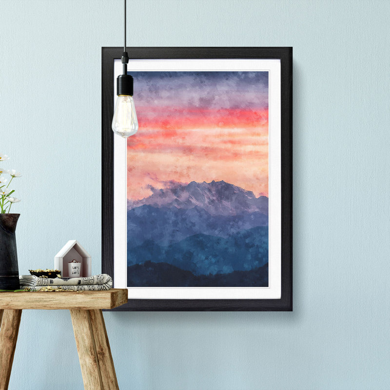 Swiss Mountain - Framed Print, 87cm H x 62cm W x 2cm D, Black Framed