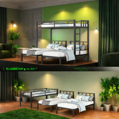 Lits simples détachables, simple TG en métal noir, industriel moderne pour chambre de dortoir