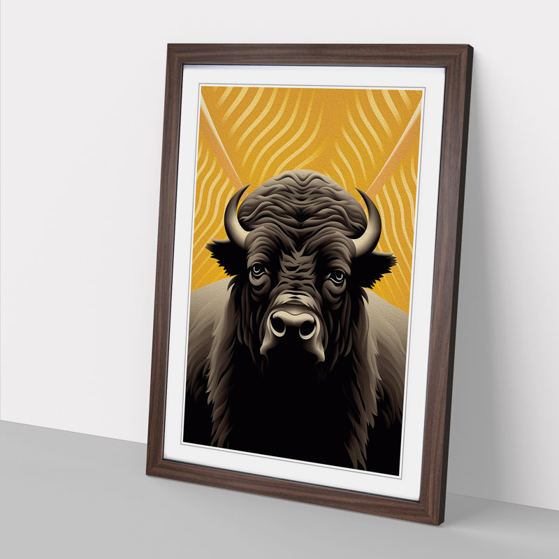Bison Op Art - Framed Print, Walnut Framed, 46cm H x 34cm W x 2cm D