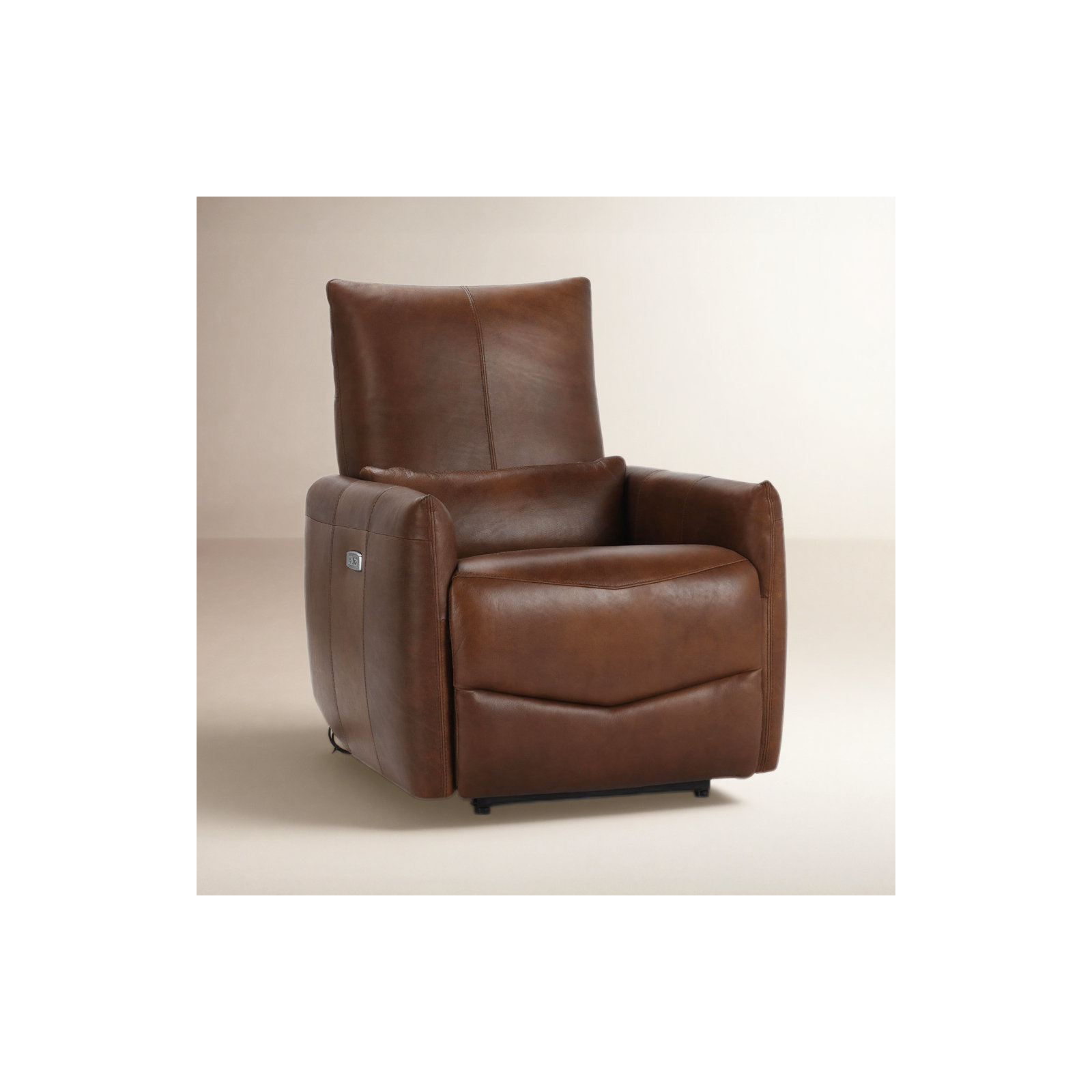 Mira Genuine Leather Power Recliner, Antique Brown Genuine Leather