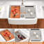 33'' L White Ceramic Workstation Rectangular Single Bowl Farmhouse / Apron Kitchen Sink with Cutting Board, Sink Grid