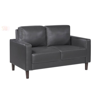 Modern Style Faux Leather Upholstered Love Seat With Comfortable Cushion, Solid Wood Frame For Living Room, 1Pc