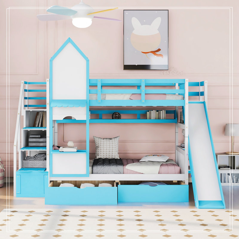 Lit plateforme Alessandria, Lit simple, Bleu