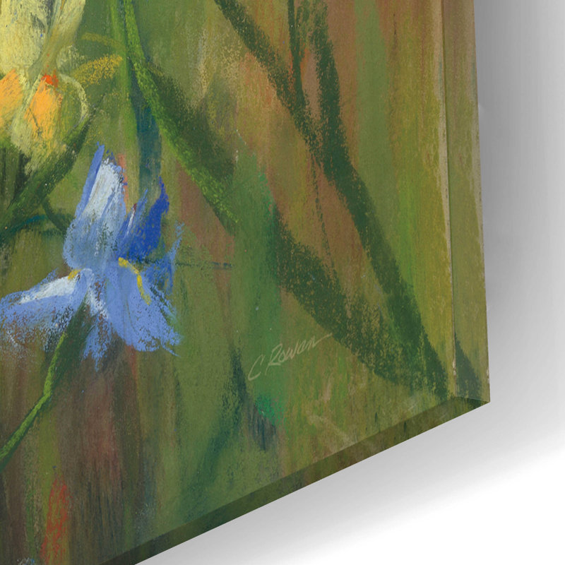 "Champ de fleurs bleues et jaunes V2" par Carol Rowan, H 12 po x l 16 po x P 0,13 po