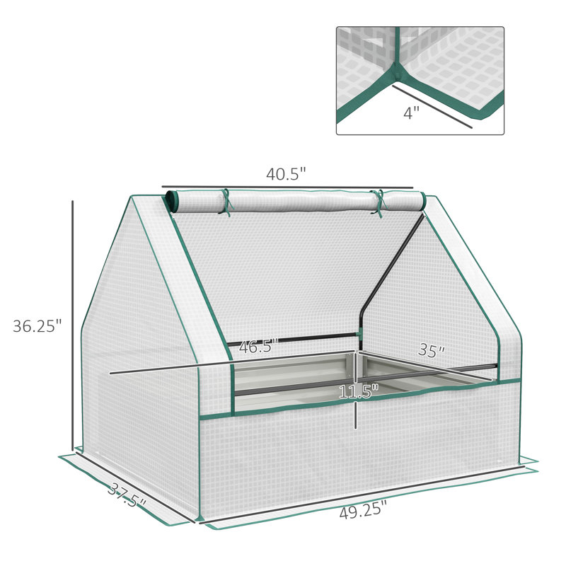 Outsunny Raised Garden Bed With Mini Greenhouse, White