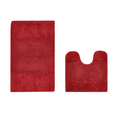 Makaylynn Premium 100% Cotton 2 Piece Bath Rug Sets with Non-Slip Backing, Machine Washable, Luxurious Solid Pattern Super Absorbent & Tufted Weave Bath Mat for Bathroom, Shower, and Tub