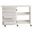Folding Sewing Table With Lockable Wheels Storage Shelves Trays Door White