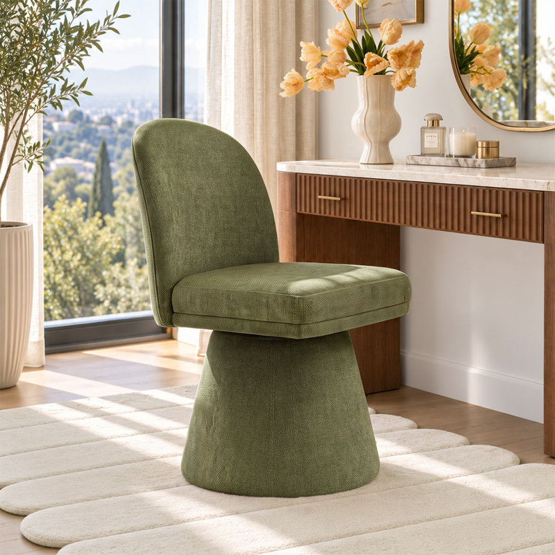 Chaise de coiffeuse rembourrée pivotante à 360°, Green