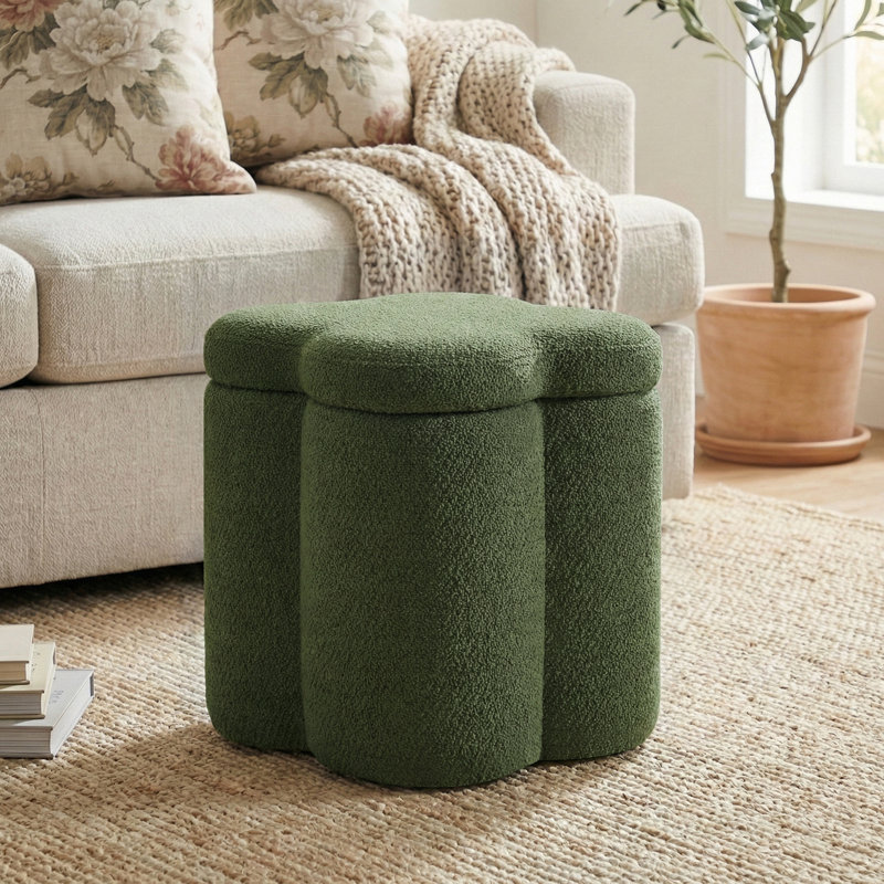 Repose-pieds en chenille avec rangement 16,9 po, Vert