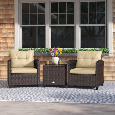 Chunn 3 Piece Rattan Seating Group with Cushions by Andover Mills