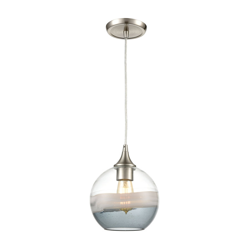 Luminaire suspendu 1 lumière de 8 po Sutter Creek - Nickel satiné, H 10 po x l 8 po x P 8 po, 100 W, Nickel