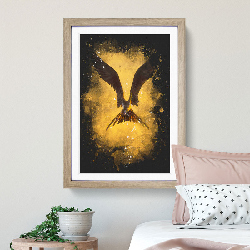 Bird in Flight - Picture Frame Graphic Art Print, Oak Framed, 33cm H x 24cm W x 2cm D
