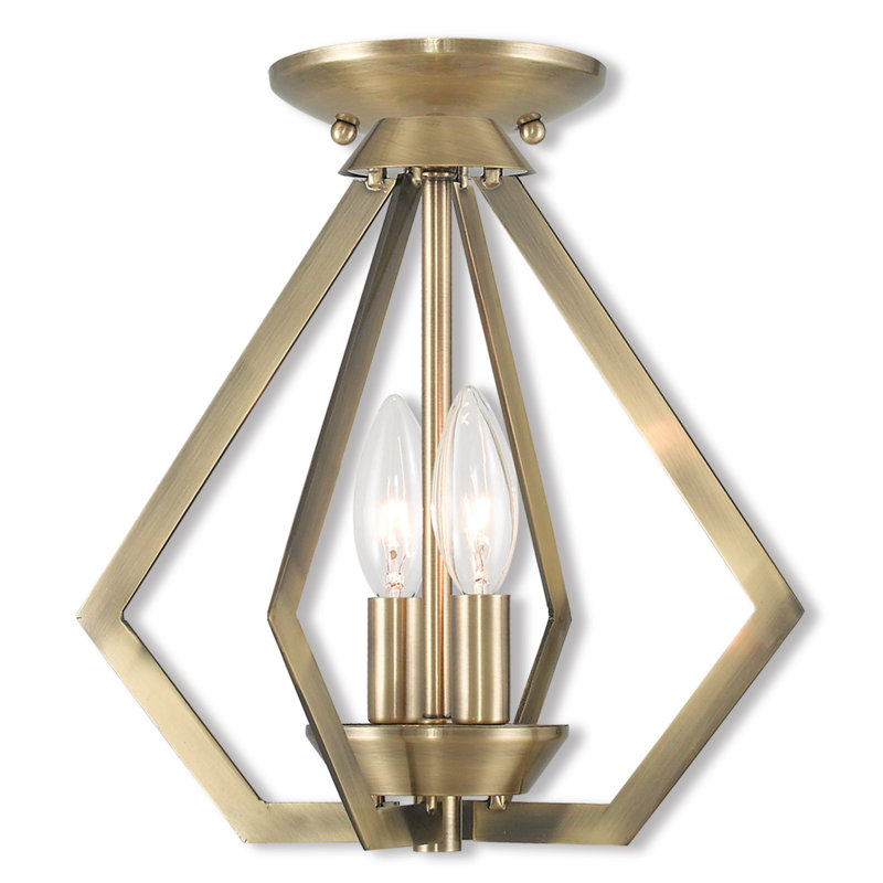 Luminaire suspendu géométrique 2 lumières Buckeys, Laiton antique