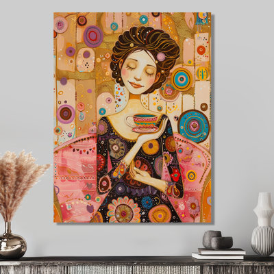Woman Drinking Afternoon Tea Retro Illustration - Fashion Woman Wall Art