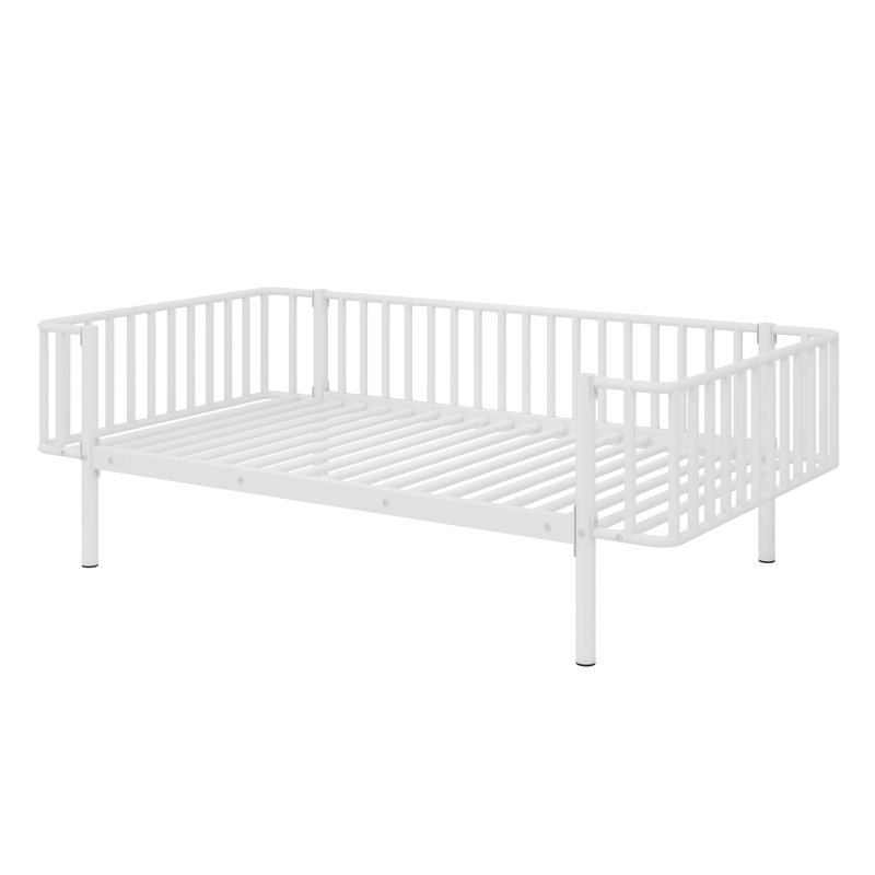 Durable Steel Slat Support Daybed with Sturdy Metal Frame, White