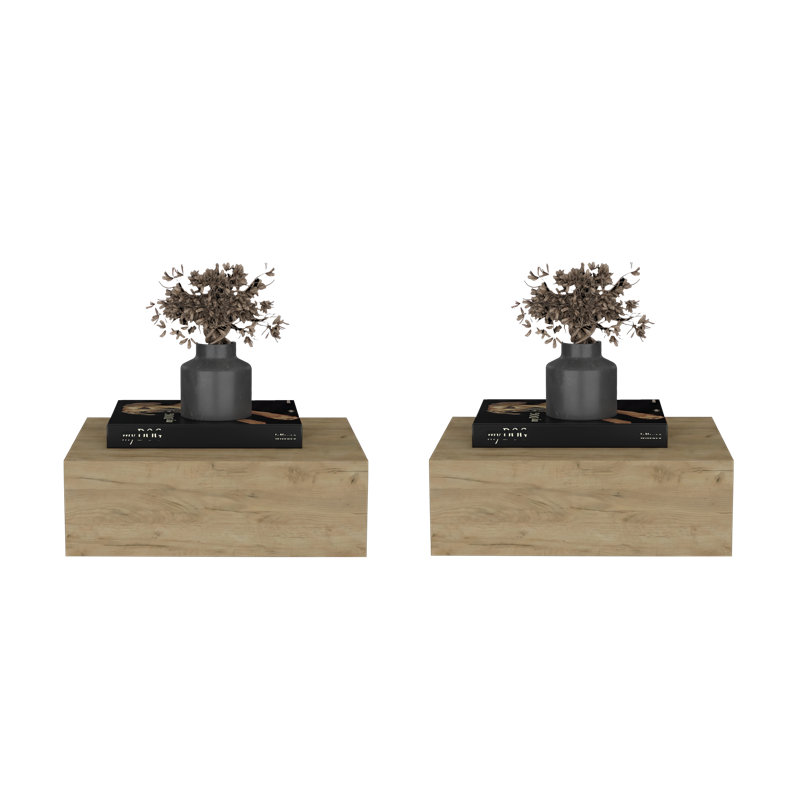 Ensemble de 2 tables de chevet murales flottantes Custer pour chambre à coucher Custer, Ivoire ivoire