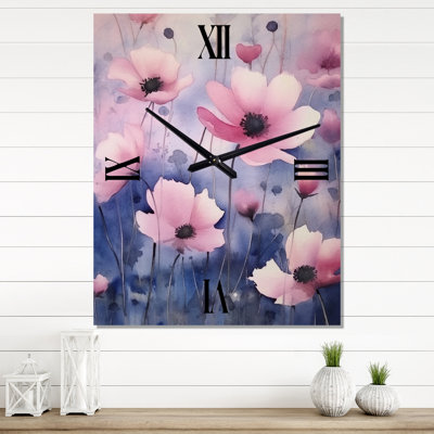 Horloge murale rose et bleu Wilflowers
