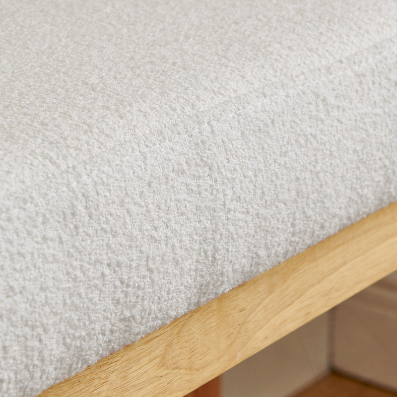 Wooden Bench with sturdy Legs and soft cuhsion, Beige
