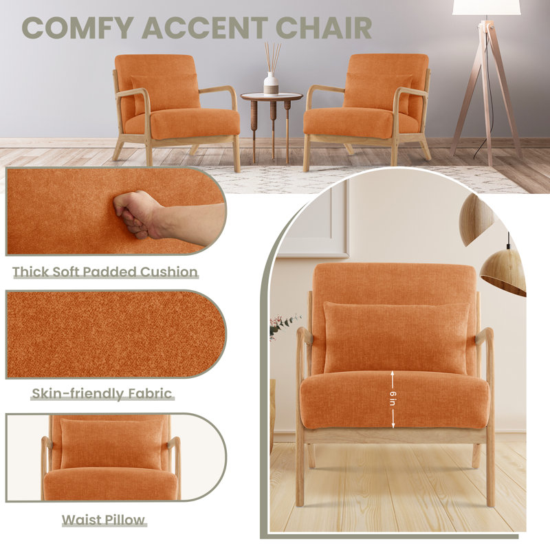 Upholstered Armchair, Orange