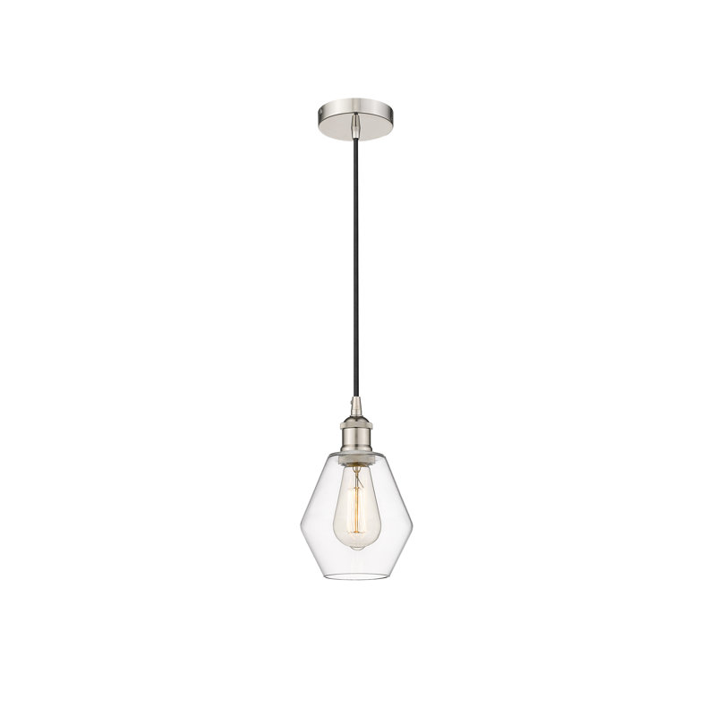 Luminaire suspendu à 1 lumière Gabbie, Nickel poli, Transparent