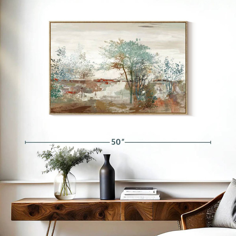 Automne silencieux, Cadre flottant en bois naturel, 37 po x 25 po