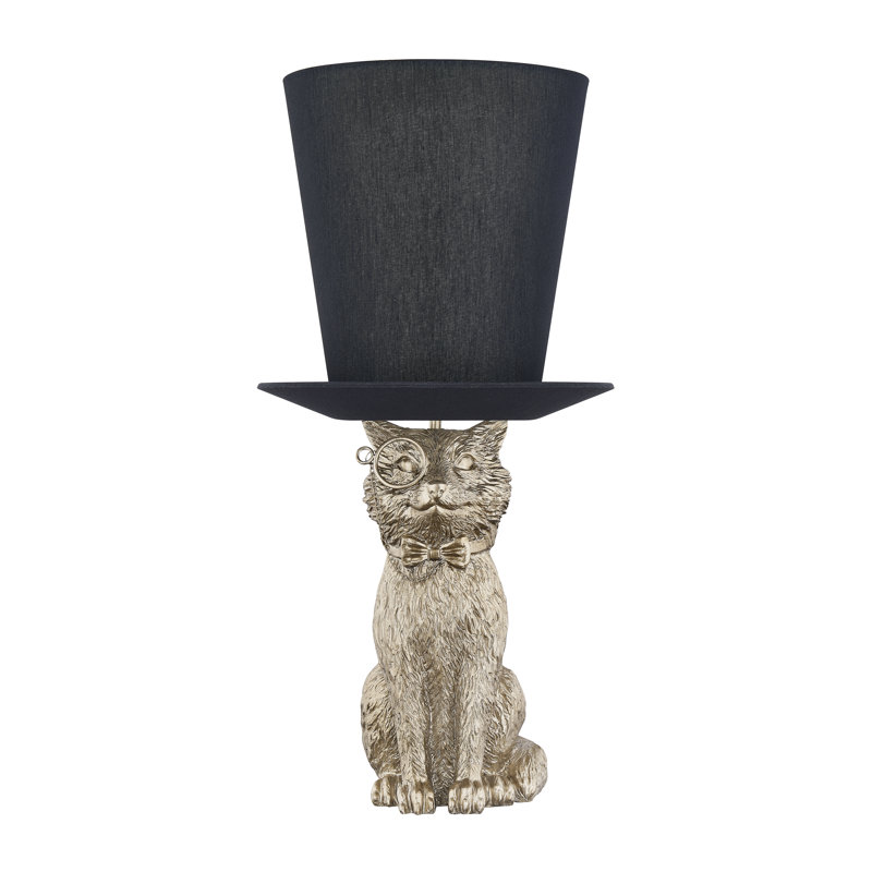 22" Resin Table Lamp With Black Shade
