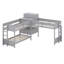 Lit superposé triple en L avec tiroirs, lit superposé simple en bois avec bureau-126097270