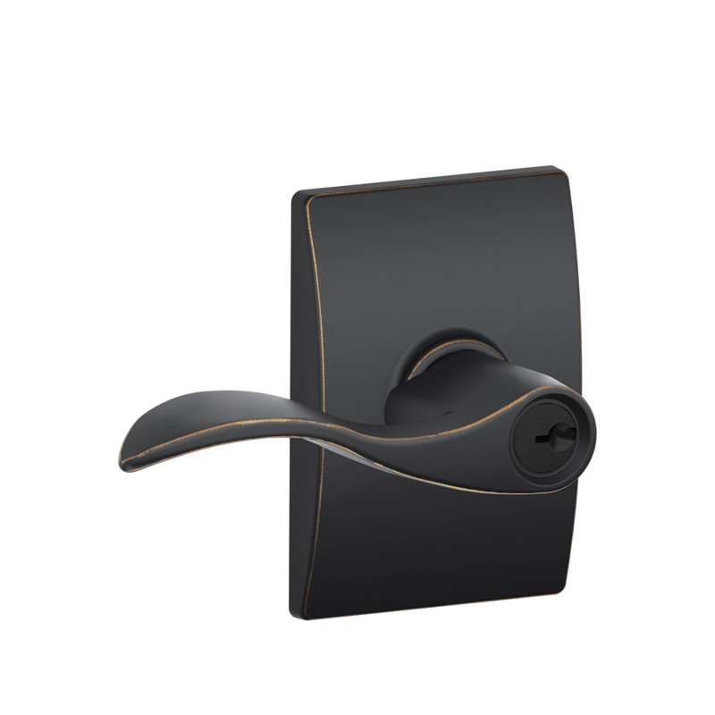 Century Keyed Left Hand Door Lever, Aged Bronze