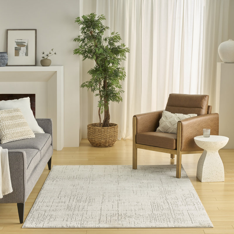 Ebern Designs Bonnert Ivory Grey Modern Indoor Rug, Rectangle 5'3" x 7'3"
