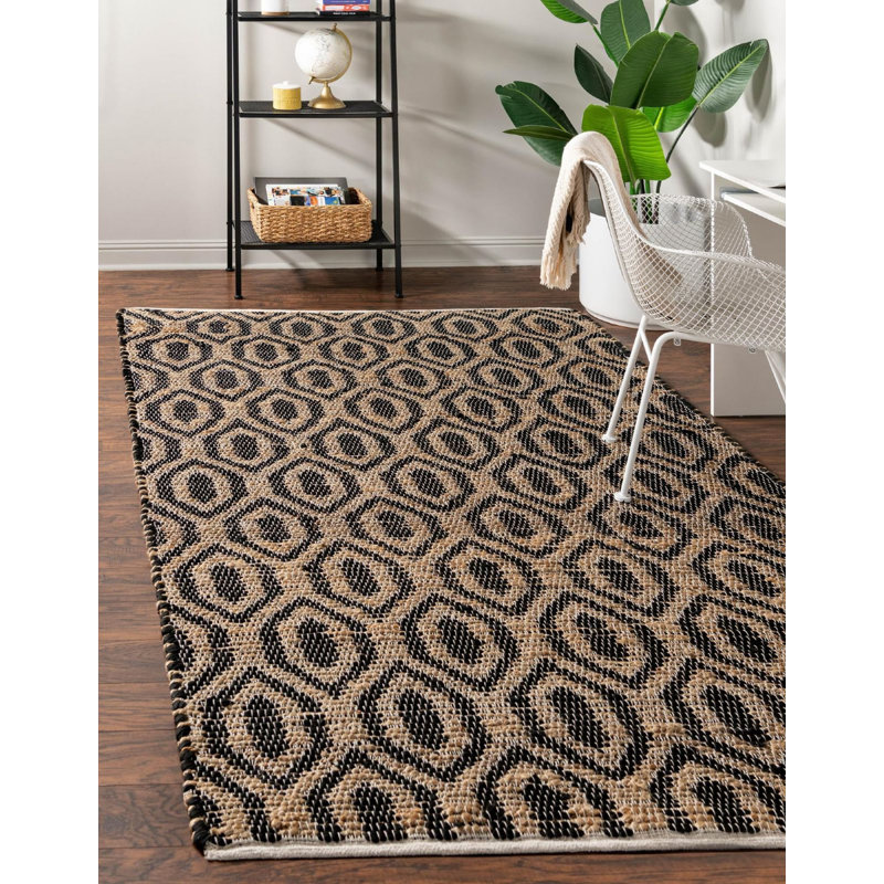 Tapis noir tressé Egge, Rectangle 5 pi x 8 pi