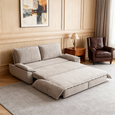 3-In-1 Convertible Velvet Pull Out Sofa Bed Sleeper With Removable Cushions For Living Room & Office Apartment by Latitude Run