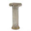 Meuble piédestal 13 po x 13 po en magnésium blanc antique avec colonne nervurée et base dorée