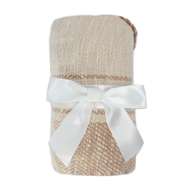 Jeté 100% coton, Pêche/blanc