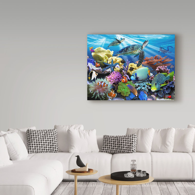 « récif tortues », reproduction d’impression sur toile tendue, H 18 po x l 24 po x P 2 po