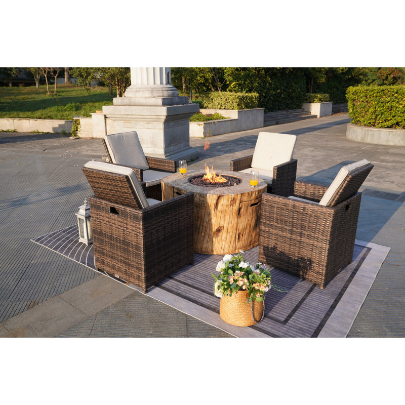 Wicker 4 - Person Patio Conversation Set with Cushions