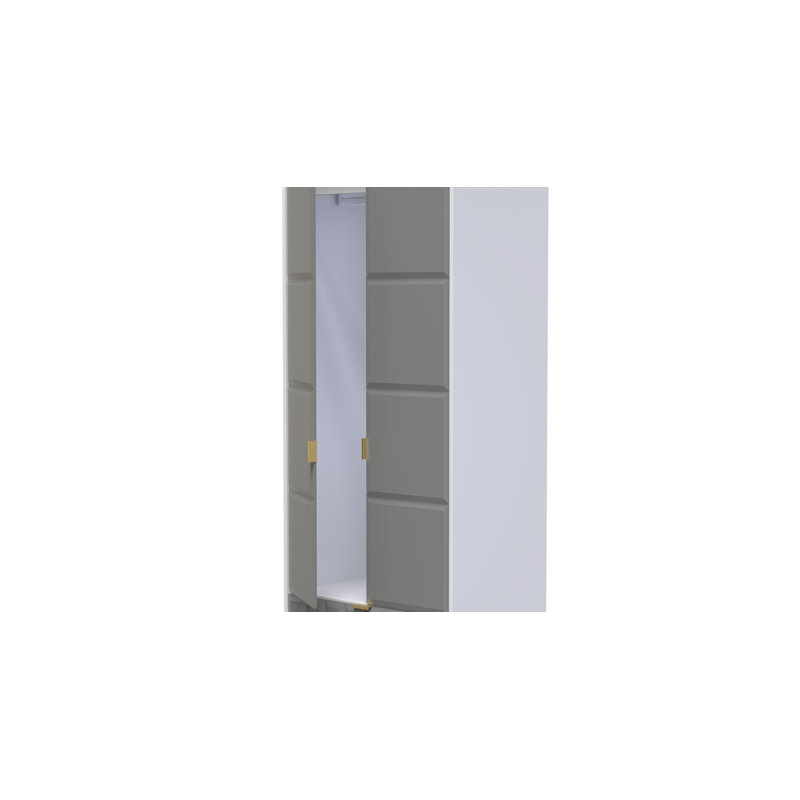 Fully Assembled 3 Door Wardrobe, 197cm H x 74cm W x 53cm D, Shadow Matt/White