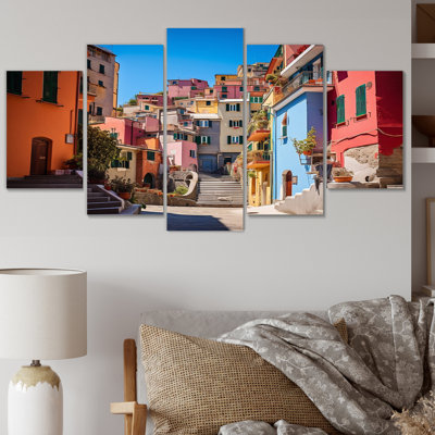 Colourful Italy Cinque Terre Harmony II - Italy Wall Art Living Room - 5 Panels